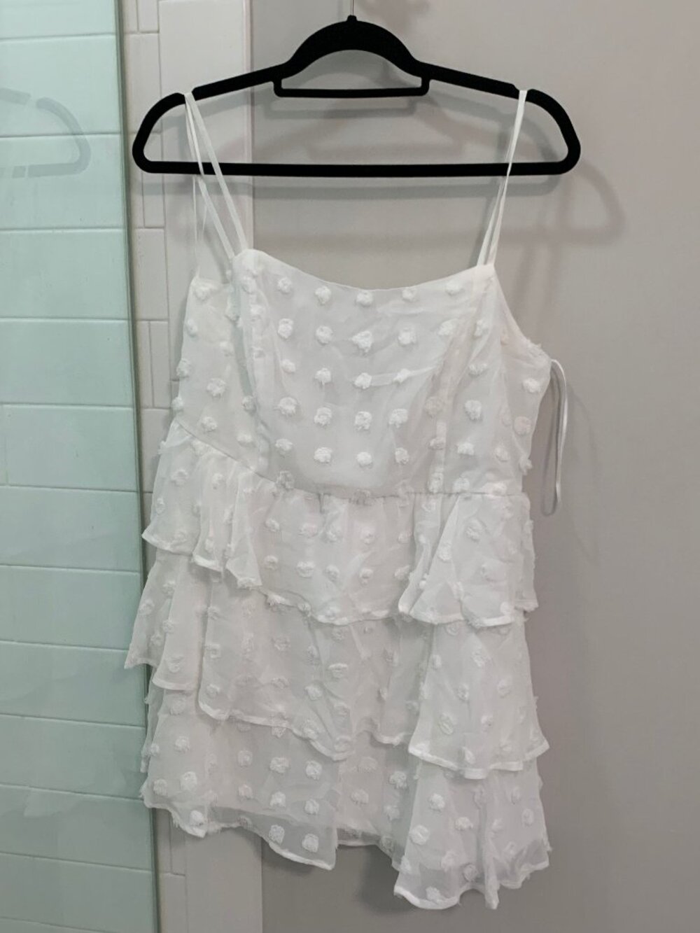 Francesca's NWT white polka dot ruffle dress